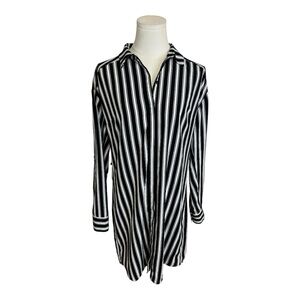 EXPRESS Black White Striped Button Down Shirt‎ Dress Sizr S Work Party Vacation